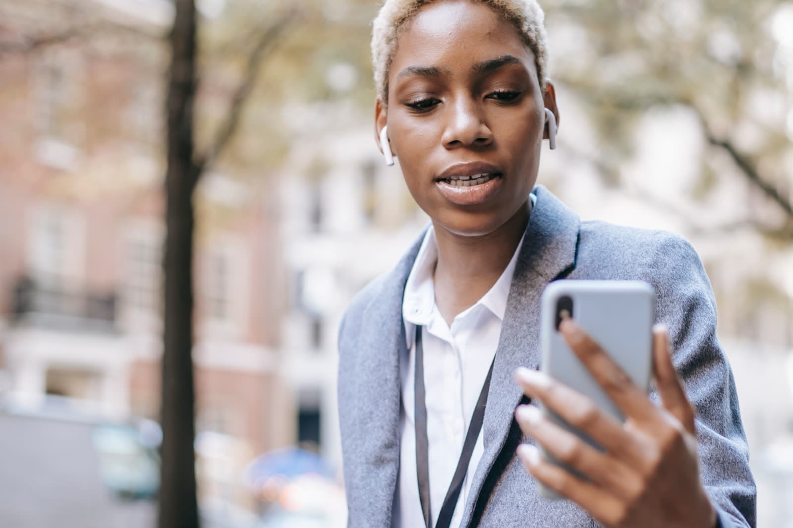 A sales rep on a call, walking between appointments, phone in hand